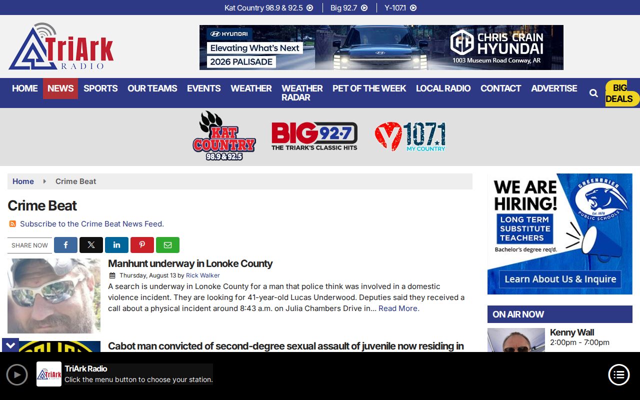 TriArk Radio Faulkner County crime news Crime Beat category