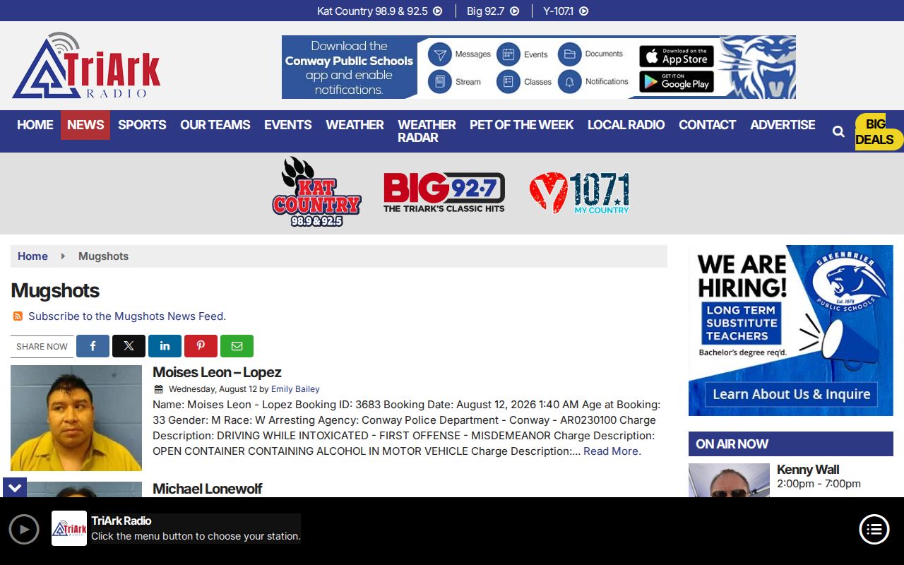 TriArk Radio Faulkner County crime news mugshot category