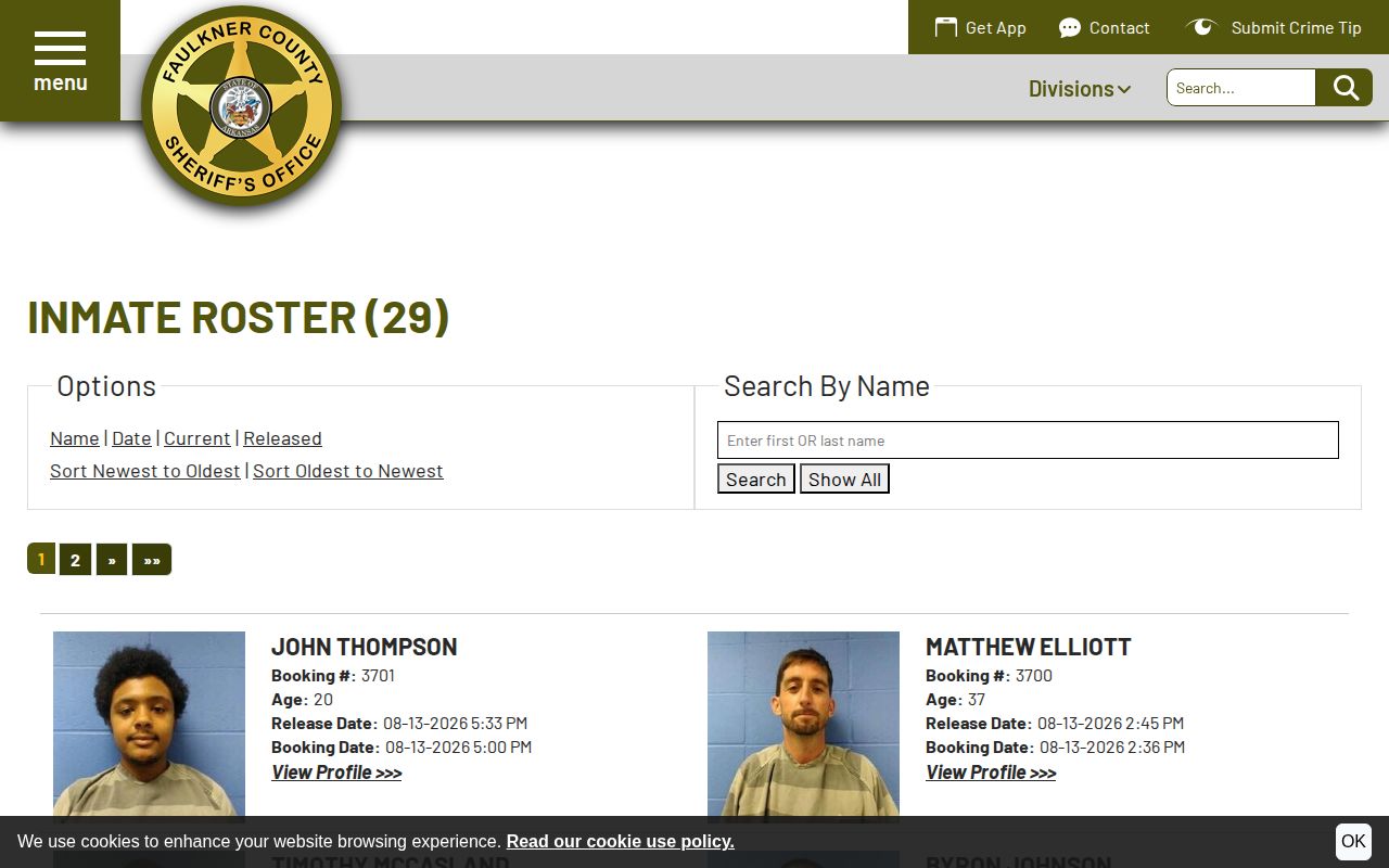 Faulkner County 48 hour release booking record feed