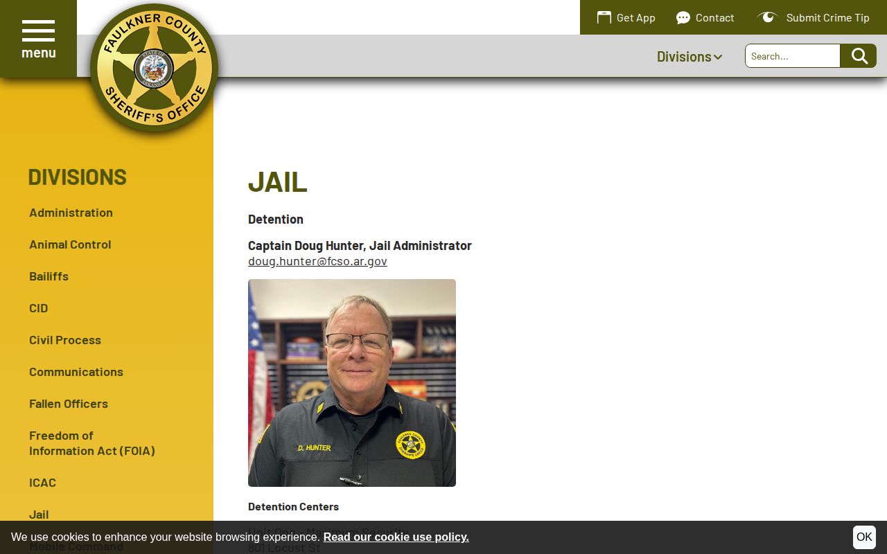 Faulkner County Detention Center booking record and photo intake policy