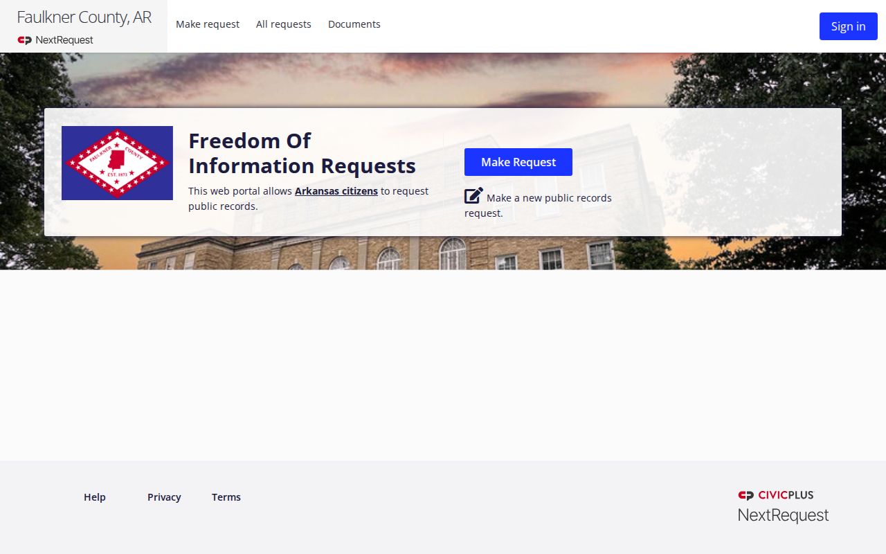 Faulkner County booking record and mugshot request portal